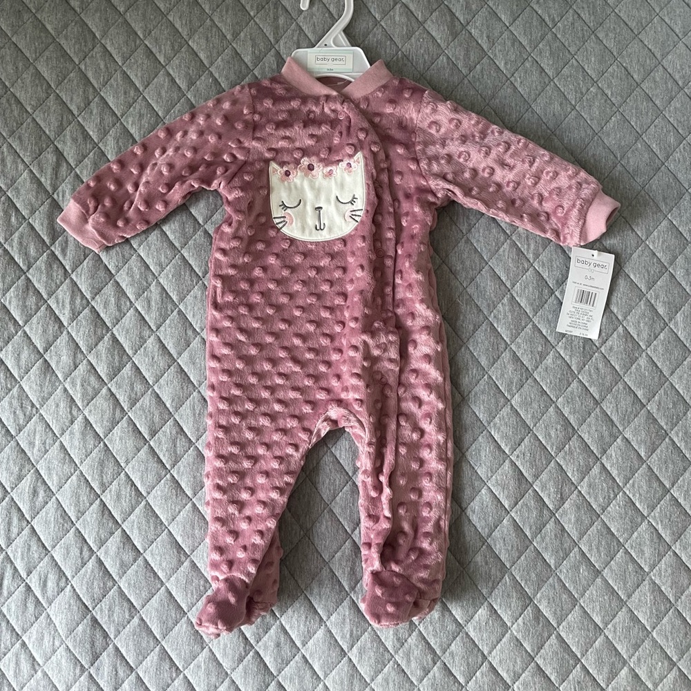 Velour baby girl onesie 0-3 months